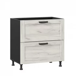 Тумба кухонная 800 с 2 ящиками ЛЮКС (4) Тип 1 Винченца ЛД 234.920.000.070 Черный Дуб Крафт белый