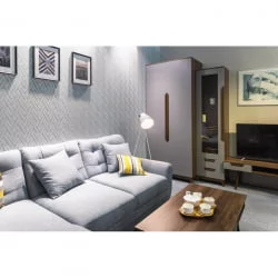 Шкаф для посуды в гостиную Сканди (ВИ) Грей