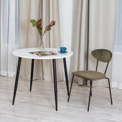 Круглый стол URANUS ЛДСП/металл, 90x90x77 см, Белый/Черный