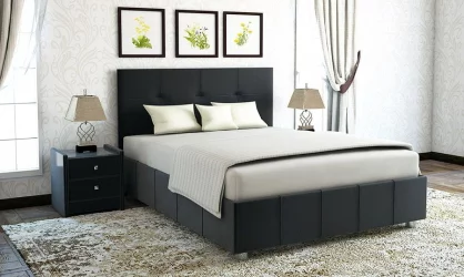 Кровать с мягким изголовьем Черный_68177