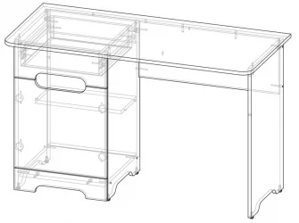Детский стол Палермо-3 Юниор Белый глянец Ясень шимо светлый Красный