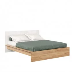 Кровать двуспальная 1600 с кроватным основанием Марта-2 ЛД 406.120.000 Дуб золотой Белый глянец