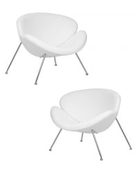 Кресло дизайнерское DOBRIN EMILY (белый (букле) ткань , хромированная сталь) 2 шт