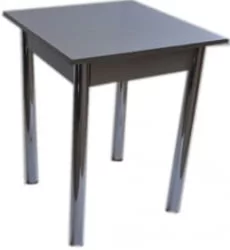 Большой обеденный стол Квадрат 1 кат. ХРОМ 2052 черн галактика ЛДСП Венге