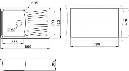 Кухонная мойка GRANULA 8001 Базальт