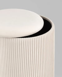 Пуф Шарлотта с ящиком велюр бежевый серебро основание