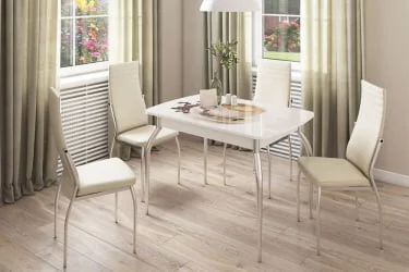 Раздвижной овальный стол Танго Белый-Орхидея