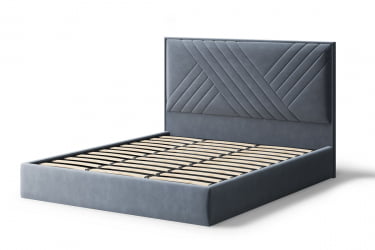 Кровать МИРА 2000*1800мм (без опор), велюр Бренди лайт 28 (серый), (б/основания, б/матраса)