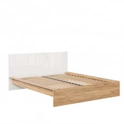 Кровать двуспальная 1600 с кроватным основанием Марта-2 ЛД 406.120.000 Дуб золотой Белый глянец