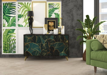 Комод Фьюжн КМ-003 АРТ Угольный камень/TROPICAL