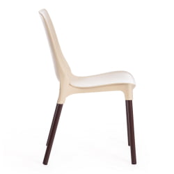 Стул GENIUS (mod 75) металл/пластик, 46x56x84cм, бежевый/коричневые ножки