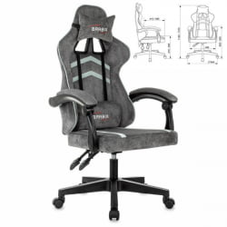 Геймерское кресло BRABIX Shooter GM-12, 2 подушки, ткань, серое