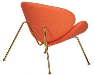 Кресло дизайнерское DOBRIN EMILY (оранжевая ткань AF, золотое основание) 2 шт