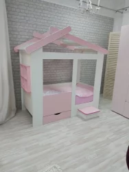 Ящик для детской кровати для кровати Теремок Белый-Розовый