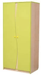 Желтый шкаф 2-х дверный комбинированный Юниор-11.1 Дуб молочный/Лайм