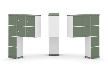 Надставка на стол высокая односторонняя + задняя стенка (8 шт.) + распашной фасад (8 шт.) CONCEPT CN.ONV-010 Кобо Белый бриллиант Белый металл