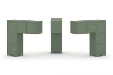 Надставка на стол низкая двухсторонняя + задняя стенка (5 шт.) + распашной фасад (5 шт.) CОНCЕПТ CН.ДНН-007 Кобо Белый металл / CONCEPT CN.DNN-007