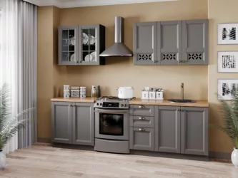 Тумба кухонная 450 Амели-3 ЛД 299.030.000.006 Черный Оникс серый