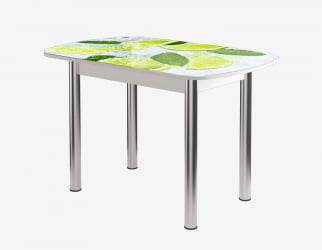 Стол обеденный Бостон ф/п Лайм, 900*600 мм, белый/хром брифинг