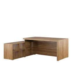 Стол письменный на опорной тумбе, левый SOL29711003 Орех