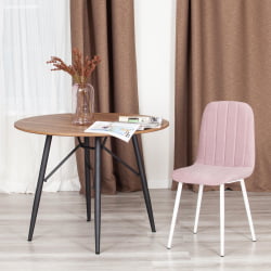 Стул ARC Велюр/металл , 46 х 52 х 88 см, пыльно-розовый/белый
