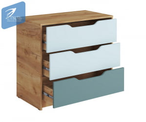 Комод RICH КМ-001 Мята/Сумеречный голубой/дуб крафт золотой