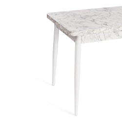 Стол обеденный ALTA (mod. 1183) ЛДСП+меламин/металл, 120+30 х 70 х 75 см, белый мрамор/белый