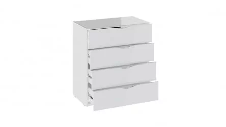Комод Глосс ТД 319.04.01 Белый глянец/Стекло