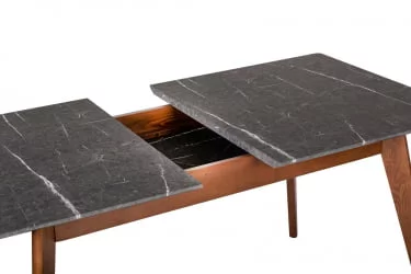 Стол раскладной Лунд 120-160 ОРЕХ-Мрамор Графит