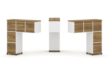 Надставка на стол низкая односторонняя + задняя стенка (5 шт.) + распашной фасад (5 шт.) CONCEPT CN.ONN-007 Сандал Янтарный Белый бриллиант Черный металл