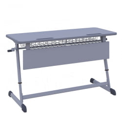 Парта двухместная НОМАД В с ручной регулировкой высоты (рост 4-6) Зеленый/Серый / NOMAD V