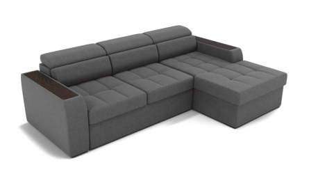 Диван Манчестер (ЗР) Цвет фасада: Светло серый; Тип: Левый/правый; Материал фасада: Металл/Велюр