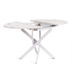 Раздвижной овальный стол MANZANA ЛДСП/HPL/металл, 100 х 100+30 х 75 см, Мрамор светлый/белый