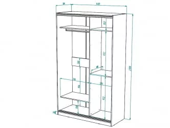 Шкаф-купе 2-х дверный Виктория 1400х584х2300, Белый 14ДЗЗЗДЗЗЗ-Б 310-44