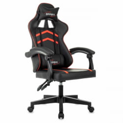 Геймерское кресло BRABIX Shooter GM-123, 2 подушки, экокожа, черное/красное