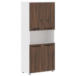 Шкаф с двумя комплектами глухих малых дверей ЕДИС ЕХCС 85.4 Дуб Денвер темный Черный Белый / EDIS EHCS