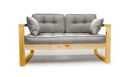 Диван двухместный DEmoku Д-2 серебристо-серый_натуральный