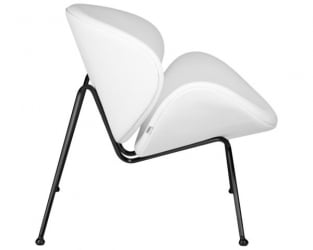 Кресло дизайнерское DOBRIN EMILY (белый винил YP17, черное основание) 2 шт