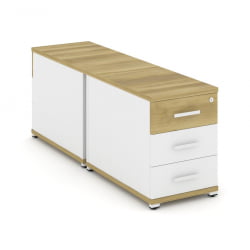 Тумба двухсторонняя опорная приставная с 3-мя ящиками CОНCЕПТ CН.ДТГО-001 Б/В Дуб Винченцо Белый бриллиант Белый / CONCEPT CN.DTGO-001 B/W