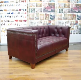 Диван двойной Флекс кожа бордовый