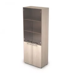 Шкаф стеллаж высокий со стеклом TAIM-MAX 4Ш.005.3 Шамони светлый