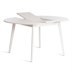 Раздвижной овальный стол SVELTO ЛДСП, опора-массив березы, 105 х 105 (140) х 74.5 см, Белый /белый