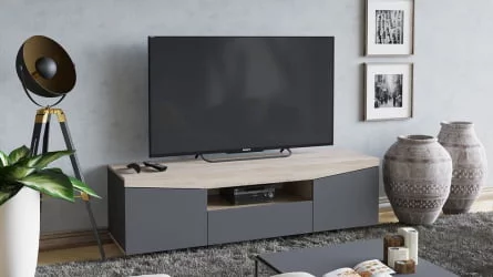 Современная тумба ТВ тип 1 Дуб Сонома/Графит Серый