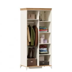 Шкаф двухстворчатый с зеркалами Вилладжио Алебастр/Дуб золотой