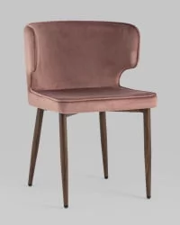 Стул Матео ножки под дерево велюр Пыльно-розовый