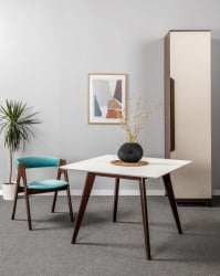 Стол Лунд 860*860 Белый Темный орех