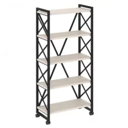 Стеллаж на колесных опорах - 5 полок LOFT VR.L-MST.K-5.8 Металл черный Денвер светлый