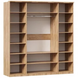 Шкаф четырехстворчатый с декоративными накладками Фиджи 007 Дуб Золотой Антрацит