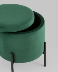Пуф Грейс с ящиком велюр Зеленый