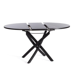 Раздвижной овальный стол MANZANA ЛДСП/HPL/металл, 100 х 100+30 х 75 см, Мрамор черный/черный